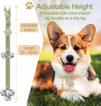 Leather Dog Bells, Puppy Potty Training Bell Dog Doorbell Potty Train Dog Bell for Potty Training Door Bells for Dogs to Ring to Go Outside Jingle Bells (Leather Green, Paw 1 PCS)