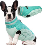 Lelepet Dog Coat Warm Dog Winter Coat Waterproof Dogs Jacket with Harness Built in Reflective Pet Fleece Vest Zip-Up Cold Weather Coats for Medium Dogs Turtleneck Windproof Dachshund Mint Green M