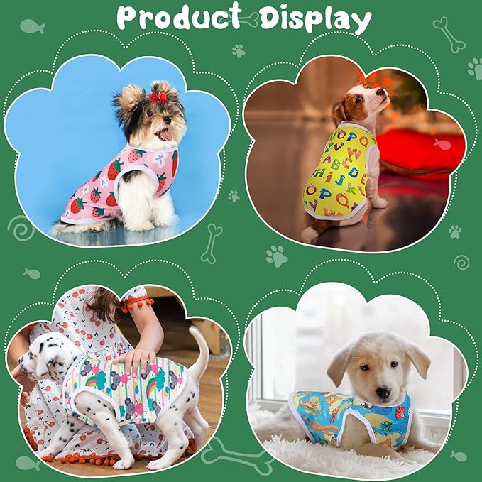 Saintrygo 10 Pcs Lovely Puppy Shirts Print Dog Clothes Breathable Summer Pet Cartoon Dog Shirt Clothes Sweatshirt for Puppy Cartoon Shirt Sweatshirt to Cat(Small)
