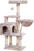 Heybly Cat Tree with Toy, Cat Tower Condo for Indoor Cats, Cat House with Padded Plush Perch, Cozy Hammock and Sisal Scratching Posts, Muchroom HCT004SMU