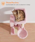 Cat Tree Tower for Indoor Cats Large Adult,Cute/Tall Modern Cat Tree for Big Cats 20 lbs,Plush Multi-Level Cat Condo with Scratching Posts,Hammock, Dangling Ball (Soft Pink, 36 inch)