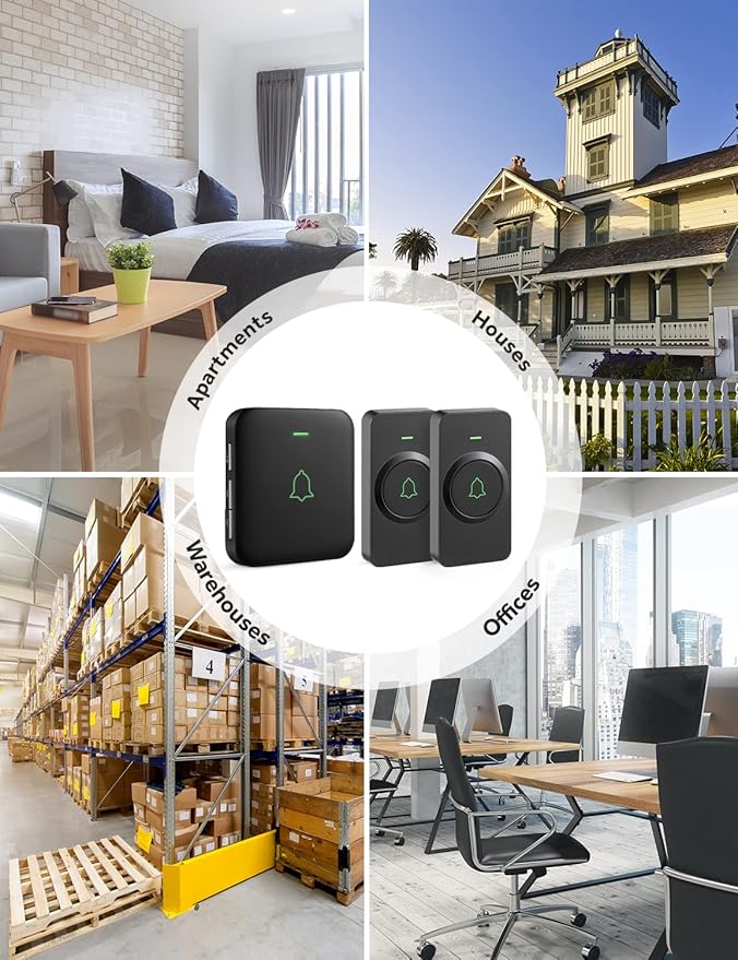 AVANTEK Wireless Door Bell, CB-21 Mini Waterproof Wireless Doorbell Operating at Over 1000 Feet, 2 Remote Buttons Can Have Different Tones, 52 Melodies, CD Quality Sound and LED Flash