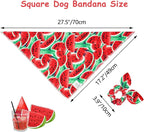 E-Clover Dog Bandanas Summer & Matching Scrunchie Set Dog Bandana Bibs Washable Kerchief Scarf for Medium Large Dogs & Owner Watermelon