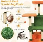 PETSITE Multi-Level Cat Tree, 58 Inches Tall with Sisal Scratching Posts, Condo, Hammock, Dangling Balls, Jumping Platforms, and Cozy Top Perch, Ideal for Indoor Cats to Play and Rest (Green)
