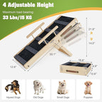 Upgraded Dog Ramp for Couch, Foldable Wooden Pet Ramp with 4 Adjustable Heights from 14'' to 22", Portable Pet Steps with Detachable Guardrails for Small Dogs, Puppies, Injured and Old Dogs