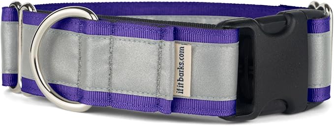 If It Barks - 1.5" Reflective Martingale Collar with Quick Snap Buckle for Dogs - Adjustable - Made in USA - Strong, Durable, and Comfy - Ideal for Training - Fits Most Breeds - Medium, Purple