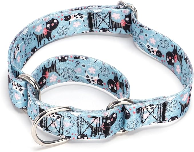 Serijoars Adjustable Martingale Dog Collar Heavy Duty Nylon Dog Collar for Medium Large Dogs Walking Training Boy and Girl Dogs (NO10, M)