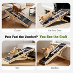 Upgraded Dog Ramp for Couch, Foldable Wooden Pet Ramp with 4 Adjustable Heights from 14'' to 22", Portable Pet Steps with Detachable Guardrails for Small Dogs, Puppies, Injured and Old Dogs