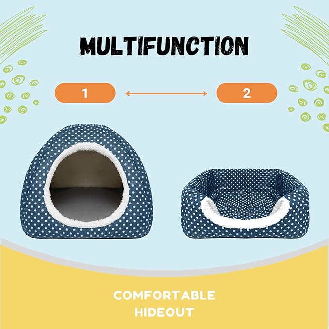 Rabbit Hideout Large Bunny Bed Washable Rabbit House and Hideout Fleece Guinea Pig Hiding Hut for Indoor Bunnies Small Animal Hideaway