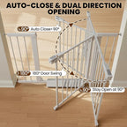 29.7-46" Extra Wide Baby Gate for Stairs, Pressure Mounted Dog Gate Indoor for Doorways, Auto Close Pet Gate with Walk Thru Door, Double Lock Child Safety Gate for Kids and Pet, No-Trip Design