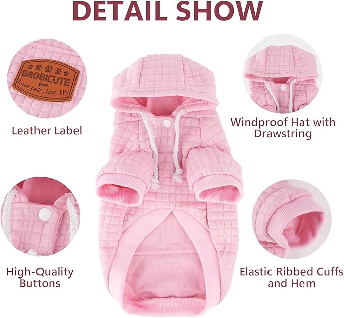 1 Pack Dog Hoodie Sweaters for Small Medium Dogs Warm Dog Clothes for Large Dogs Soft Waffle-Like Laminated Sweatshirt Bulldog