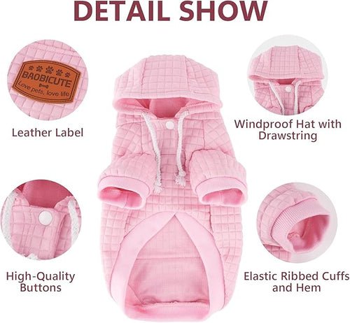 1 Pack Dog Hoodie Sweaters for Small Medium Dogs Warm Dog Clothes for Large Dogs Soft Waffle-Like Laminated Sweatshirt Bulldog