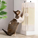 Wall Corner Cat Scratcher for Indoor Cats- Wall Mounted Sisal Scratching Pad with Hanging Ball - Vertical Corner Wall Mount Scratch Panel, Protector for Wall Corner