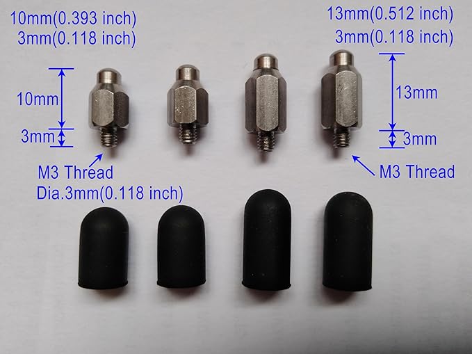 Replacement Prong/Probe/Contact Point w/Conductive Silicone Rubber Cap Tip for Dog Training Shock Collar/E Electric Electronic Remote Bark Collar,for Long Short Fur Dog (Male_Short+Medium)