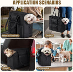 SlowTon Dog Purse Carrier - Portable Dog Carrier with Pockets & Safety Leash for Small Dogs Under 12 lbs, Breathable Pet Tote Bag for Cat Rabbit Outing, Travel, Vet (Black)