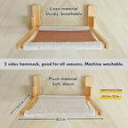Foldable Cat Window Perch, Natural Wood, 16.5''×12'' Hammock, 35 lbs Weight Limit, Cat Window Hammock for Small Size Windows