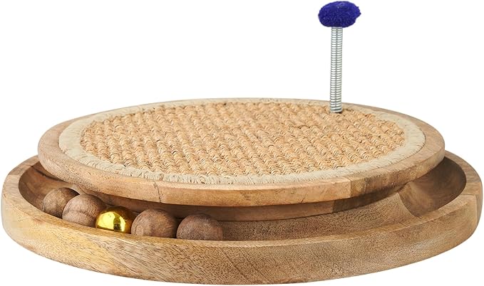 Cat Scratching Pads Interactive Cat Toys Natural Sisal Toys with Interactive Play Balls – Indoor Cat Scratcher Post for Furniture Protection, Exercise & Stress Relief 12.5 x 12.5 x 3
