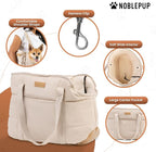 Plush Dog Purse Carrier for Small Dogs, Soft Dog Tote Bag with Safety Harness Clip, Cozy Pet Carrier for Dogs Under 15 lbs, Comfortable Dog Shoulder Carrier for Travel, White