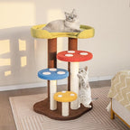 Giantex Cute Cat Tree - 37 Inches Mushroom Cat Tower with 3 Full-Wrapped Sisal Scratching Post, Padded Top Perch, Washable Mat, Multi-Level Cat Activity Tree for Indoor Cats Kitten