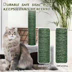 Green Sisal Rope 1/4 Inch by 65-Feet for Cat Scratching Post Tree Tower Replacement Repair and Replace, DIY Hemp Twine Rope for Kittens Shelves Scratch Mat Window Bed Perch Climbing, 6mm by 20m