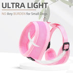 PUPTECK Soft Mesh Dog Harness and Leash Set Pet Puppy Cat Comfort Padded Vest No Pull Harnesses, Solid Pink, L