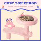Allewie 55.5 in Cat Tree for Indoor Kitties/Soft Plush Perches/Multi-Level Cat Tower/Sisal Scratching Posts/Crescent Plates/Round Jumping Board/Hanging Ball/Pet Activity Center/Pink