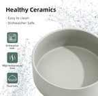Ceramic Dog Bowl, Food and Water Bowl for Medium Breed Dog, Pet Bowl for Replacement (7.3 inch, Single Bowl, Grey)