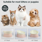 Bulldog Bowl Anti-Slip Dog Cat Dish Detachable Rubber Dog Bowl Pet Sterile Tilted Pet Feeder Slope Base (Lightpink, 3.5 Cup (Medium/Large Dog))