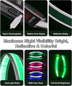 Light-Up Martingale Collar for Dogs Multi-Color, No Pull Adjustable Collars with Buckle, LED Reflective Choke Collar, Rechargeable Lighted Training Dog Collar for Small Medium Large Dogs-Medium
