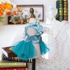 Fashion Sweet Puppy Dog Blingbling Princess Skirt Pet Dog Lace Cake Camisole Tutu Dress J-Blue L