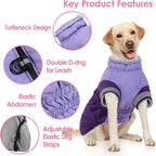 AOFITEE Dog Coat - Two Legged Medium Dog Winter Jacket - Zip Up Dogs Cold Weather Coat with Harness, Warm Pet Puffer Jackets Reflective Pet Snow Coats for Pug, Jack Russell, Boston Terrier, Purple M