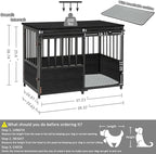 KOOPRO 40 Inch Dog Crate Furniture with Cushion for Small Medium Dogs, Wooden Heavy Duty Dog Kennel with Double Doors, Decorative Pet House Dog Cage Side End Table Indoor, Sliding Door Chew-Resistant