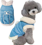 Jecikelon Bowtie Dog Cold Weather Coat Fleece Lining Warm Pet Puppy Turtleneck Dogs Winter Clothes for Small Dogs with D-Ring (Blue, X-Large)