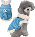 Jecikelon Bowtie Dog Cold Weather Coat Fleece Lining Warm Pet Puppy Turtleneck Dogs Winter Clothes for Small Dogs with D-Ring (Blue, Medium)