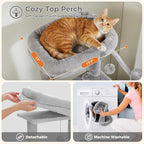 Large Cat Tree for Indoor Cats, 59" Tall Cat Tower with 3 Removable Pompom Sticks, Spacious Condo, Large Hammock and Scratching Posts, Sturdy Play House for Large Cats, Grey