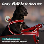 rabbitgoo Dog Harness No Pull, Quick Fit for Small Dogs with Soft Padded Handle, Chest Adjustable Reflective Pet Vest, No Choke Escape Proof for Walking Training, Red M