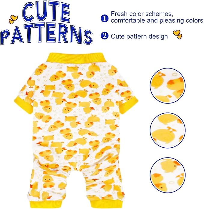 Paiaite Dog Pajamas Onesie: Comfortable Four-Legged Apparel for Small, Medium, & Large Dogs, Polyester Material for Comfort, Wrinkle Resistance, Moisture Wicking, Stretchiness Cartoon Duck L