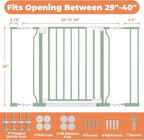 29"-40" Baby Gate for Stairs, Auto Close Stroller Friendly Dog Gate Indoor for Doorways, Pressure Mounted Baby Gate, Easy Walk Through Gate for Children & Pets, Green