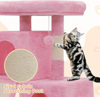 Cat Tree Tower with 2 Cat Condo, Cat Tower with Scratching Post & Sisal-Covered Scratching Board Ladder, Cat Climbing Tower, Cat Tree for Indoor Cats 34 Inch, Soft Pink