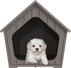 Bifanuo Dog House Outdoor Indoor for Small Dogs - Plastic Pet Shelter, Easy-Assemble & Weather-Resistant for Living Room, Balcony (Grey, 18" L x 22.4" W x 22.2" H)