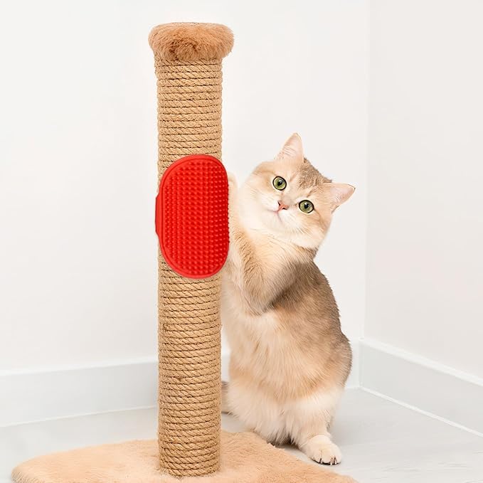 4 Pcs Silicone Grooming Strap Pad for Cats, Adjustable Rubber Cat Self Groomer Corner Scratcher, Cat Face Scratchers Massager for Long Short Hair, Self Grooming Cats Brush Rubbing Post Accessories