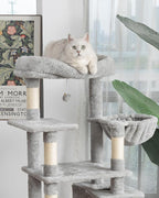 54 Inches Cat Tree, Tall Cat Tower with Hammock, Condo and Scratching Pad, Cat House with Plush Perch for Indoor Cats Adult