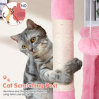 Cat Tree with Scratching Post,Cat Tower House for Indoor Large Adult Cats Kittens,21x21x70in Multi-Level Activity Cat Cando Furniture,Pink