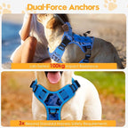 Heavy-Duty Tactical Dog Harness for Large Dogs, No Pull Adjustable Reflective Pet Vest with Molle System, K9 Military-Grade Control for Service Training, Outdoor & 10+ Breeds, Blue Camo, Small