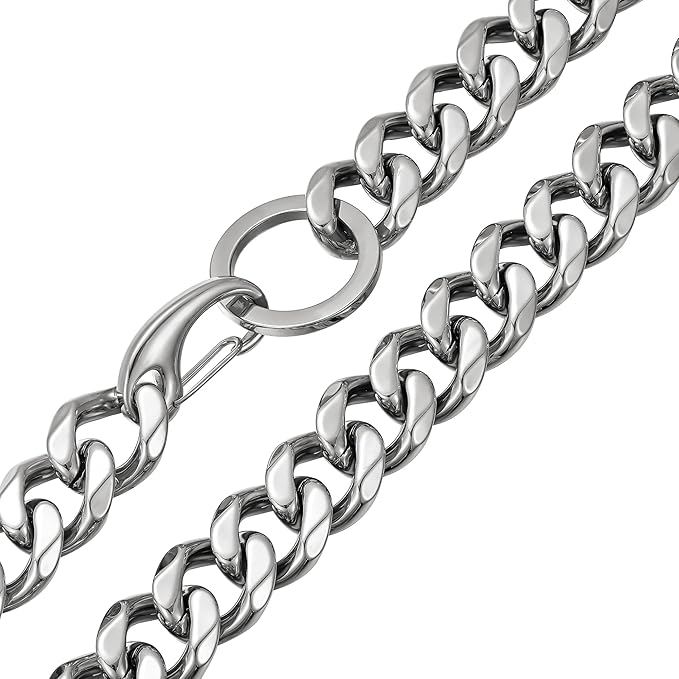 Adjustable Strong Lobster Clasps Dog Titan Collar Training Walking Metal Dog Duty Chew Proof for Medium Large Dogs American Pitbull German Shepherd