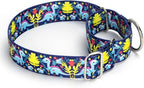1.5 Inch Wide Martingale Dog Collar - Dinosaur Pattern No Pull Thick Collar for Large Dogs, Heavy Duty Adjustable Training Collar for Medium, Large & XL Dogs（Dinosaur XL）