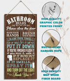 HALUOSI Humorous Wooden Bathroom Sign, 12 x 6 inches, Brown, Rustic Style, Wall Mount