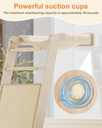 Cat Window Perch with Scratching Pad, 51'' Climbing Tree Include Hammock Cat Ladder with 2 Suction Cups for Sleeping, Playing and Watching Bird