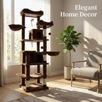 68" Tall 6-Level Plush Cat Tree Tower – Multi-Cat Furniture with Hammocks, Cats Cave, Removable Cushions & Sisal Scratching Posts | Indoor Playground for Cozy Naps & Claw Care