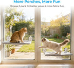 L&W BROS. 2PC Cat Window Perch with Lever Lock Suction Cups Holds up to 50 lbs Foldable & Space Saving Design Heavy Duty Window Hammock for Large or Multiple Cats (M 2Pc)